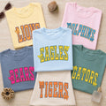 Personalized School Mascot Shirt, Custom Team Name Tee, Retro Varsity Bow Spirit Wear, Game Day Teacher Shirt, Custom Team Gift for Staff