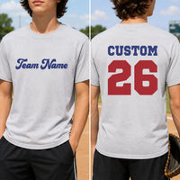 Personalized Team Name Shirt, Custom Player Name Number Tee, Sports Jersey Style T-Shirt, Game Day Outfit, Gift for Athlete, Front Back