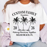 Personalized Family Vacation Shirt, Custom Matching Beach Trip Tee, Tropical Palm Tree Group Shirts, Reunion Outfit, Family Trip Gift