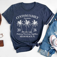 Personalized Family Vacation Shirt, Custom Matching Beach Trip Tee, Tropical Palm Tree Group Shirts, Reunion Outfit, Family Trip Gift