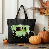 Personalized Halloween Canvas Tote Bag, Custom Name Trick or Treat Bag, Kids Candy Sack, Spooky Party Tote, Halloween Gift for Kids