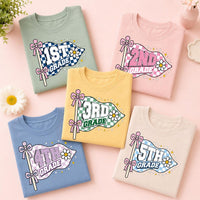Personalized Grade Level Educator Shirt, Custom 1st 2nd 3rd 4th 5th Tee, Cute Teacher Pennant Tee, Back to School Outfit, Gift for Teacher