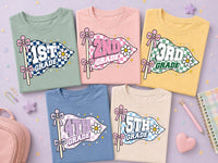 Personalized Grade Level Educator Shirt, Custom 1st 2nd 3rd 4th 5th Tee, Cute Teacher Pennant Tee, Back to School Outfit, Gift for Teacher