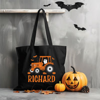 Personalized Halloween Tote Bag, Kids Trick or Treat Bag, Custom Name Canvas Tote, Halloween Candy Bag, Spooky Season Gift for Kids