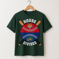 Custom House Divided Baseball Shirt, Personalized Two Team Name Tee, Split Ball Rivalry Design, Game Day Family Outfit, Custom Team Gift