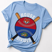 Custom House Divided Baseball Shirt, Personalized Two Team Name Tee, Split Ball Rivalry Design, Game Day Family Outfit, Custom Team Gift