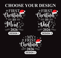 Personalized First Christmas Shirt, Custom Mom Dad or Baby Design, Holiday Family Tee, Bodysuit, Family Photo Outfit, Christmas Gift