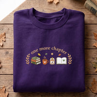 One More Chapter Embroidered Shirt, Bookish Hoodie, Cozy Autumn Reading Sweatshirt, Autumn Reader Crewneck, Book Lover Gift for Women