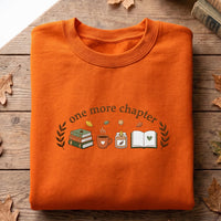 One More Chapter Embroidered Shirt, Bookish Hoodie, Cozy Autumn Reading Sweatshirt, Autumn Reader Crewneck, Book Lover Gift for Women