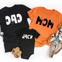 Personalized Halloween Family Shirts, Custom Name Matching Tees, Spooky Bone Lettering Tops, Family Costume Outfit, Halloween Gift