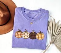 Cozy Plaid Pumpkin Shirt for Women, Cute Autumn Graphic Tee, Halloween Party T-Shirt, Family Thanksgiving Outfit, Halloween Gift for Her