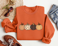 Cozy Plaid Pumpkin Shirt for Women, Cute Autumn Graphic Tee, Halloween Party T-Shirt, Family Thanksgiving Outfit, Halloween Gift for Her