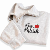 Personalized Teacher Embroidered Quarter Zip Sweatshirt, Custom Name Pullover, Classroom Workwear, Back to School Outfit, Teacher Gift