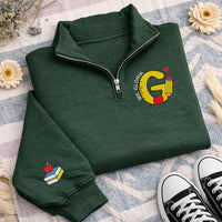 Personalized Teacher Embroidered Quarter Zip Sweatshirt, Custom Initial Pullover, Classroom Layer, School Staff Outfit, Teacher Gift