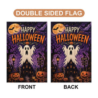 Happy Halloween Ghost Garden Flag, 12x18 Double Sided Yard Flag, Spooky Porch Decor, Haunted House Fall Yard Decor, Halloween Gift