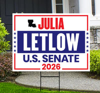 Julia Letlow For Louisiana Senate 2026 Yard Sign, Corrugated Plastic Senate Elections, Race Red White & Blue Yard Sign with Metal H-Stake