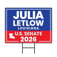 Julia Letlow For Louisiana Senate 2026 Yard Sign, Corrugated Plastic Senate Elections, Race Red White & Blue Yard Sign with Metal H-Stake