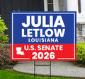 Julia Letlow For Louisiana Senate 2026 Yard Sign, Corrugated Plastic Senate Elections, Race Red White & Blue Yard Sign with Metal H-Stake