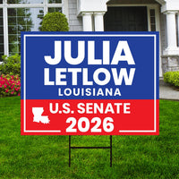 Julia Letlow For Louisiana Senate 2026 Yard Sign, Corrugated Plastic Senate Elections, Race Red White & Blue Yard Sign with Metal H-Stake