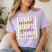 Personalized Second Grade Teacher Shirt, Custom Name Tee, Retro Grade Team Top, Back to School Outfit, Teacher Gift