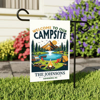 Personalized Campsite Garden Flag, 12x18 Inch Double Sided Yard Flag, Custom Family Decor, RV Camper Welcome Sign, Gift for Family