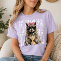 Personalized Fifth Grade Teacher Shirt, Custom Teacher Name Tee, Coffee Raccoon Top, Back to School Outfit, Educator Gift