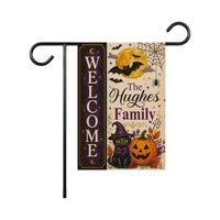 Personalized Halloween Garden Flag, 12x18 Double Sided Yard Flag, Spooky Porch Decor, Custom Family Welcome Sign for Home, Autumn Gift