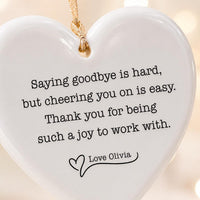 Personalized Farewell Ceramic Ornament, Custom Coworker Keepsake Ornament, Goodbye Quote Decor, New Job Gift, Coworker Farewell Gift