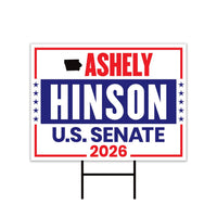 Ashley Hinson For Iowa Senate 2026 Yard Sign, Corrugated Plastic Senate Elections, Race Red White & Blue Yard Sign with Metal H-Stake