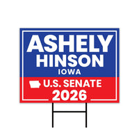 Ashley Hinson For Iowa Senate 2026 Yard Sign, Corrugated Plastic Senate Elections, Race Red White & Blue Yard Sign with Metal H-Stake