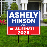 Ashley Hinson For Iowa Senate 2026 Yard Sign, Corrugated Plastic Senate Elections, Race Red White & Blue Yard Sign with Metal H-Stake