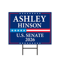 Ashley Hinson For Iowa Senate 2026 Yard Sign, Corrugated Plastic Senate Elections, Race Red White & Blue Yard Sign with Metal H-Stake