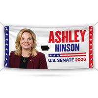 Ashley Hinson For Iowa U.S. Senate Banner Sign, 13 oz Waterproof US Senate Election 2026, Democrate Vinyl Banner With Metal Grommets