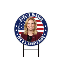 Ashley Hinson For Iowa Senate 2026 Yard Sign, Corrugated Plastic Senate Elections, Race Red White & Blue Yard Sign with Metal H-Stake