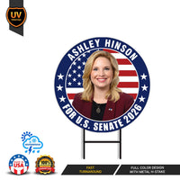 Ashley Hinson For Iowa Senate 2026 Yard Sign, Corrugated Plastic Senate Elections, Race Red White & Blue Yard Sign with Metal H-Stake