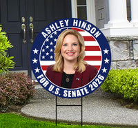 Ashley Hinson For Iowa Senate 2026 Yard Sign, Corrugated Plastic Senate Elections, Race Red White & Blue Yard Sign with Metal H-Stake