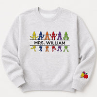 Personalized Teacher Embroidered Sweatshirt, Custom Name Hoodie, Crayon Character Shirt, Teacher Crewneck, Back to School Gift for Women