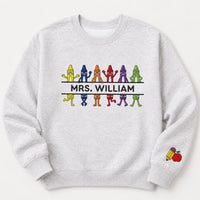 Personalized Teacher Embroidered Sweatshirt, Custom Name Hoodie, Crayon Character Shirt, Teacher Crewneck, Back to School Gift for Women