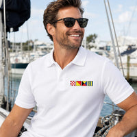 Nautical Signal Flag Polo Shirt, Personalized Maritime Initials Polo, Custom Boating Shirt, Captain Gift, Yacht Club Apparel, Sailor Gift