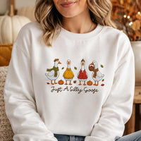 Just A Silly Goose Embroidered Sweatshirt, Funny Fall Goose Hoodie, Autumn Bird Long Sleeve, Holiday Sweatshirt, Cozy Fall Gift for Her