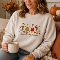 Just A Silly Goose Embroidered Sweatshirt, Funny Fall Goose Hoodie, Autumn Bird Long Sleeve, Holiday Sweatshirt, Cozy Fall Gift for Her