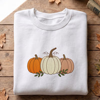 Fall Pumpkin Embroidered Sweatshirt, Autumn Pumpkin Hoodie, Neutral Harvest Shirt, Holiday Sweatshirt, Thanksgiving Fall Gift for Her