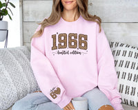 Personalized 1966 Limited Edition Sweatshirt, Custom Chapter 60 Hoodie, Leopard Print Birthday Pullover, 60th Birthday Gift, Front Sleeve