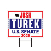 Josh Turek For Iowa Senate 2026 Yard Sign, Corrugated Plastic Senate Elections, Race Red White & Blue Yard Sign with Metal H-Stake