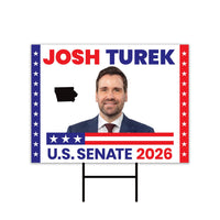 Josh Turek For Iowa Senate 2026 Yard Sign, Corrugated Plastic Senate Elections, Race Red White & Blue Yard Sign with Metal H-Stake
