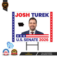 Josh Turek For Iowa Senate 2026 Yard Sign, Corrugated Plastic Senate Elections, Race Red White & Blue Yard Sign with Metal H-Stake