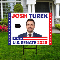 Josh Turek For Iowa Senate 2026 Yard Sign, Corrugated Plastic Senate Elections, Race Red White & Blue Yard Sign with Metal H-Stake