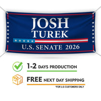 Josh Turek For Iowa U.S. Senate Banner Sign, 13 oz Waterproof US Senate Election 2026, Democrate Vinyl Banner With Metal Grommets