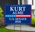 Kurt Alme For Montana Senate 2026 Yard Sign, Corrugated Plastic Senate Elections, Race Red White & Blue Yard Sign with Metal H-Stake