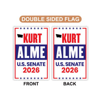 Kurt Alme For Montana Senate 2026 Garden Flag, Double Sided, 2026 Senate Flag, Elections Flag, Anti-Trump, Race Red White Blue Flag